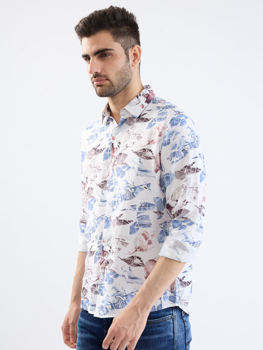 Spykar Air Force Blue Slim Fit Casual Shirts For Men