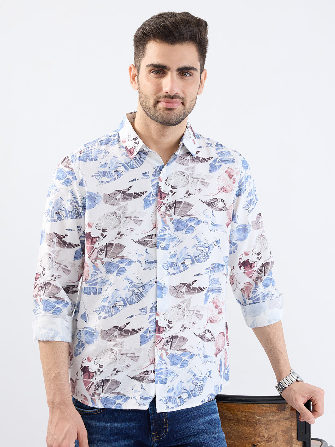 Spykar Air Force Blue Slim Fit Casual Shirts For Men