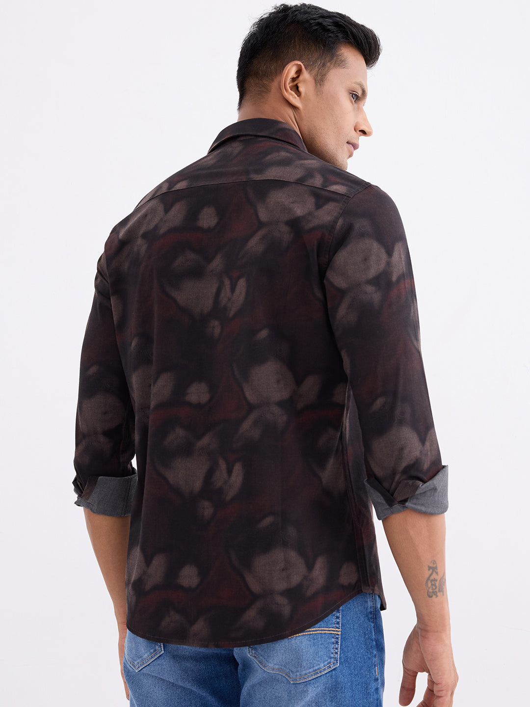 Spykar Bison Brown Slim Fit Casual Shirts For Men