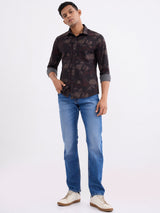 Men Shirt Brown Slim Fit