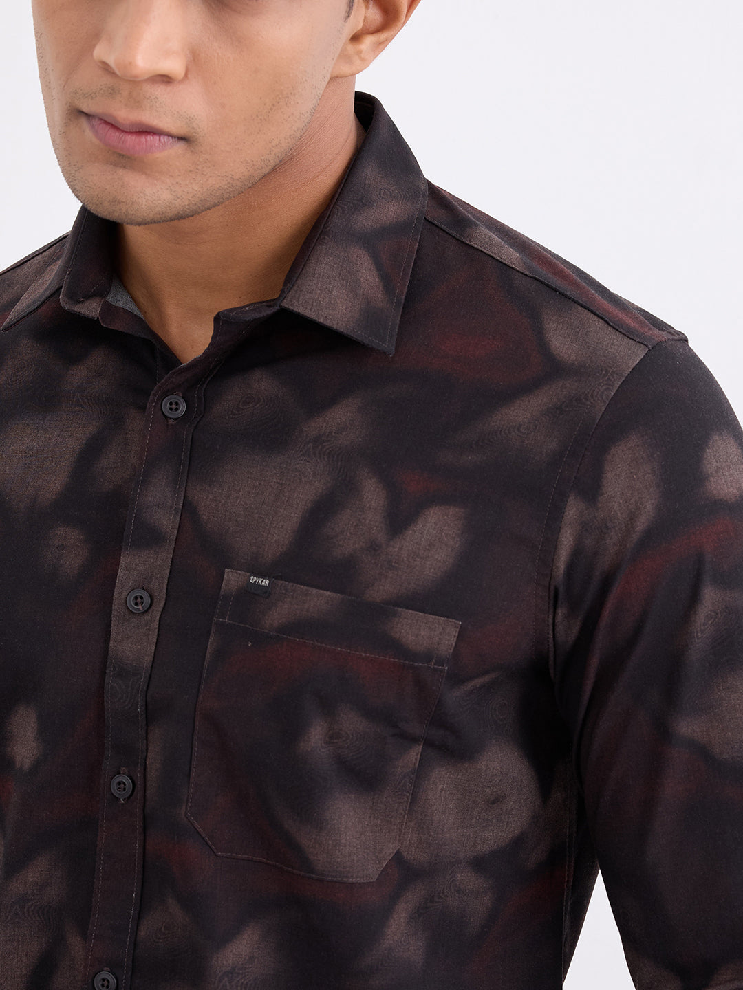 Spykar Bison Brown Slim Fit Casual Shirts For Men