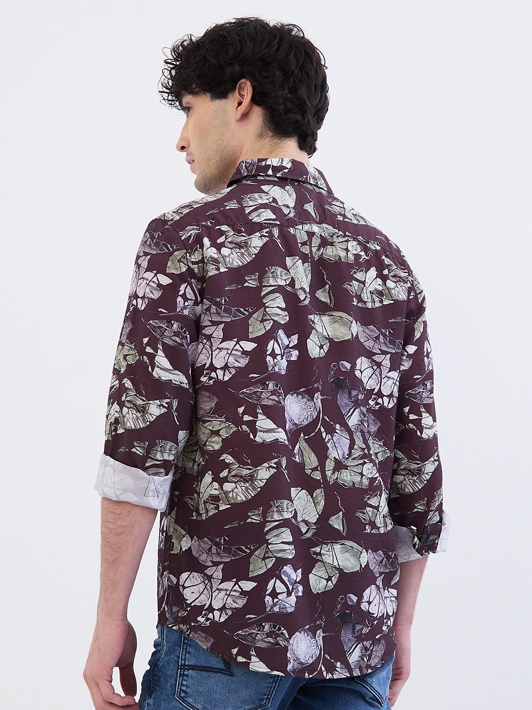 Spykar Wine Red Slim Fit Casual Shirts For Men