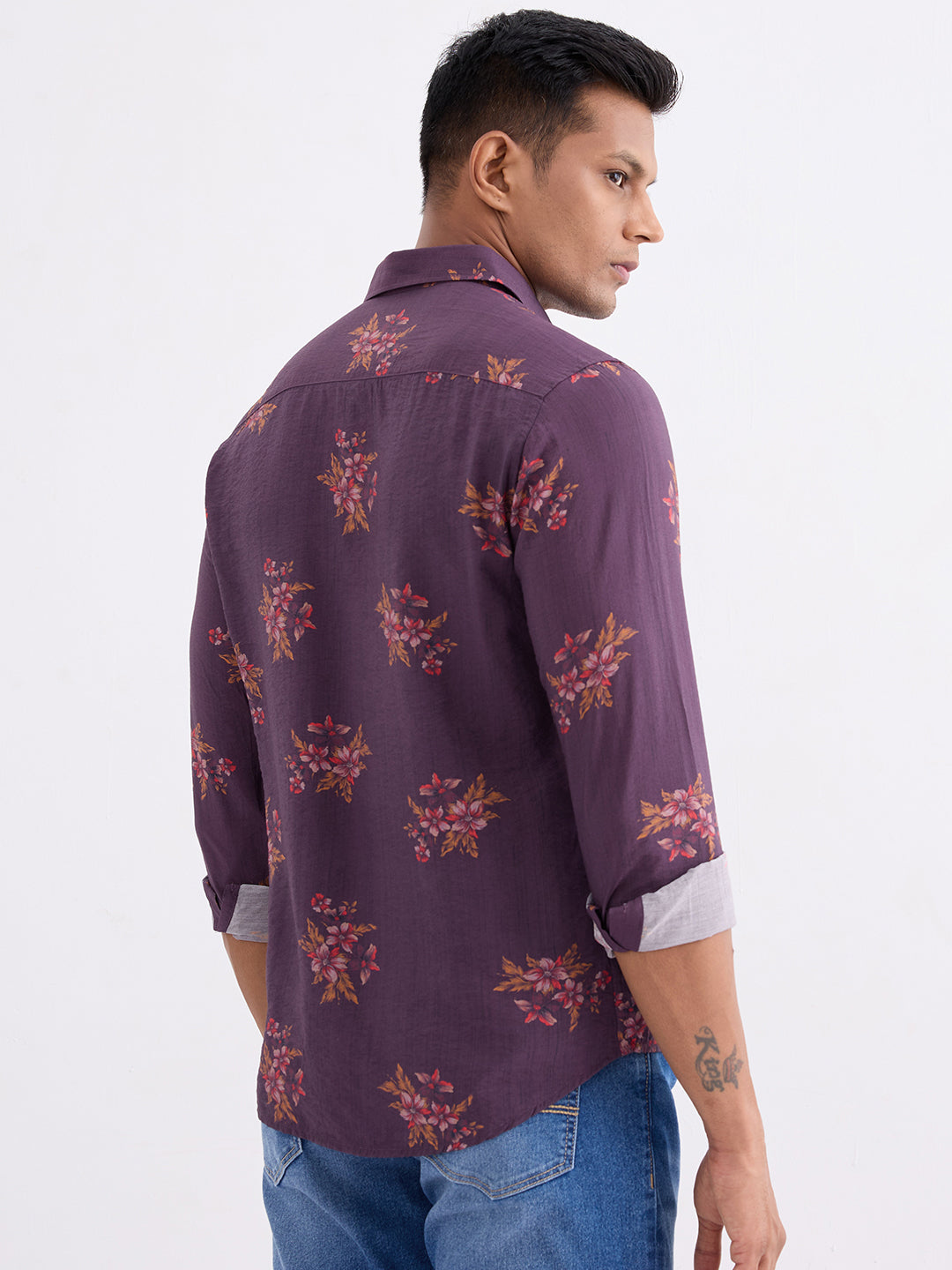 Spykar Wine Red Slim Fit Casual Shirts For Men