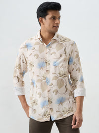 Men Shirt Beige Slim Fit