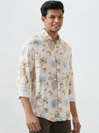 Men Shirt Beige Slim Fit
