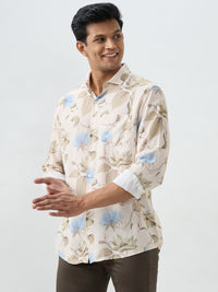 Men Shirt Beige Slim Fit