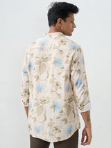 Men Shirt Beige Slim Fit