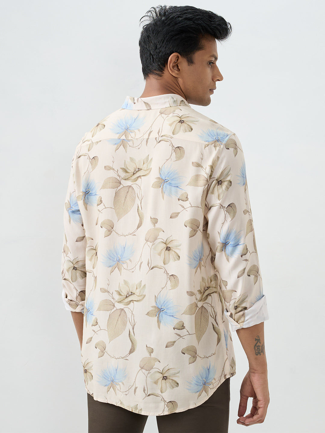 Men Shirt Beige Slim Fit