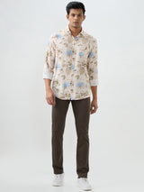 Men Shirt Beige Slim Fit