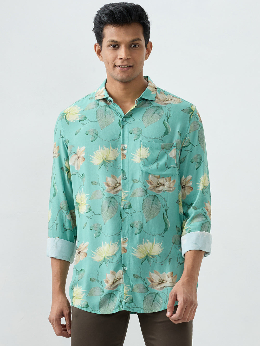 Men Shirt Green Slim Fit