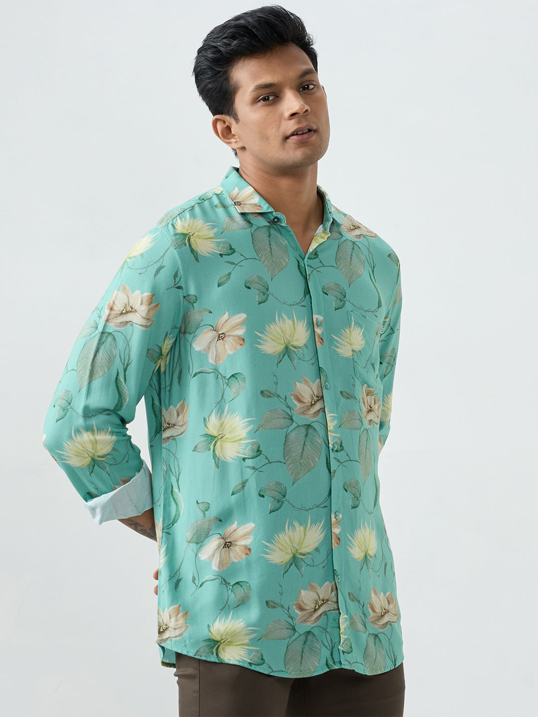 Men Shirt Green Slim Fit