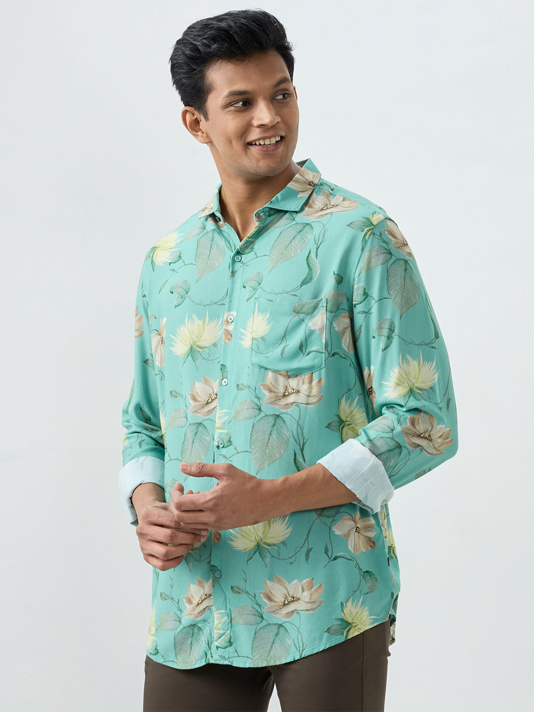 Men Shirt Green Slim Fit