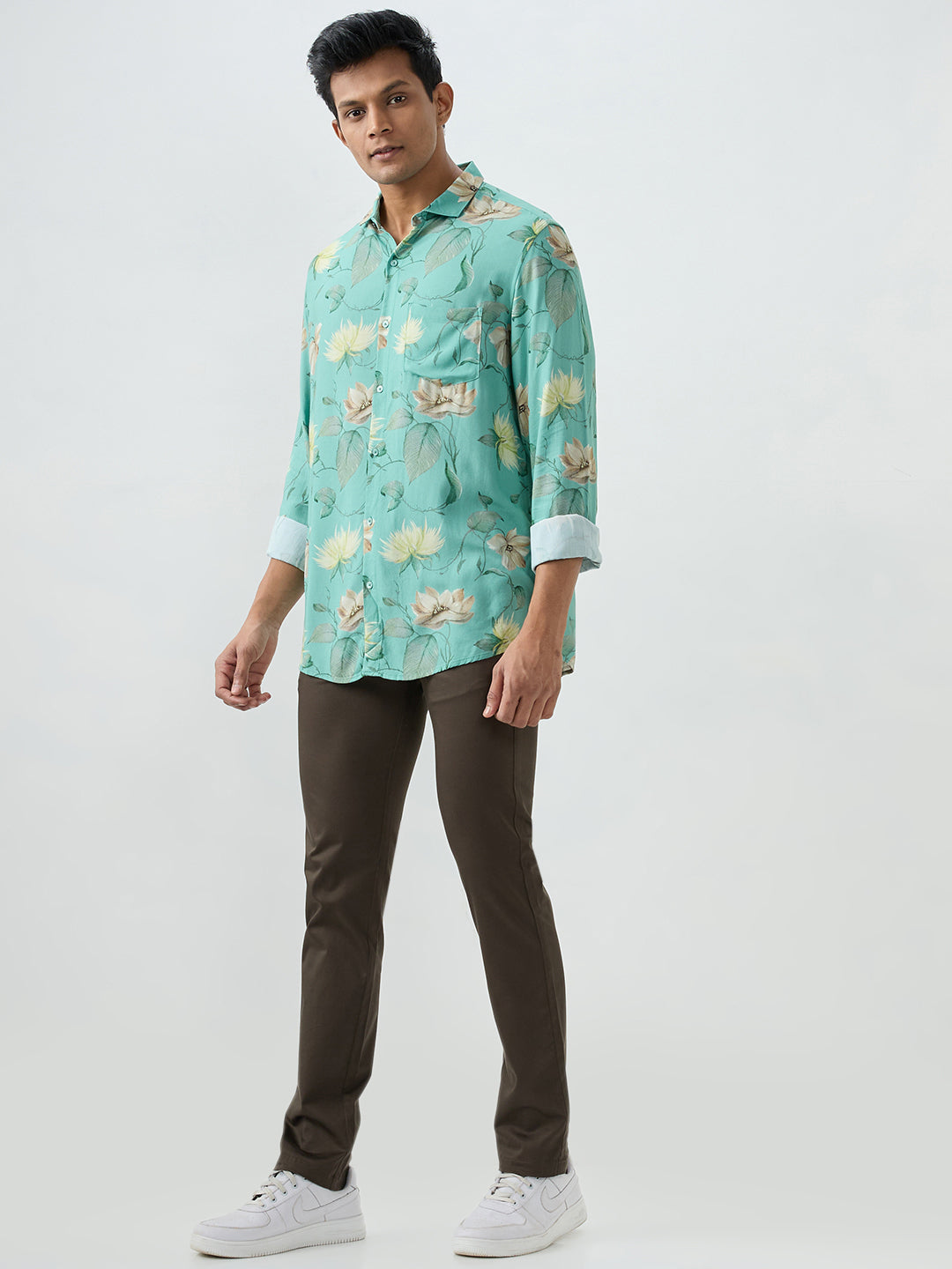 Men Shirt Green Slim Fit