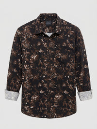 Men Shirt Print Brown Regular Fit