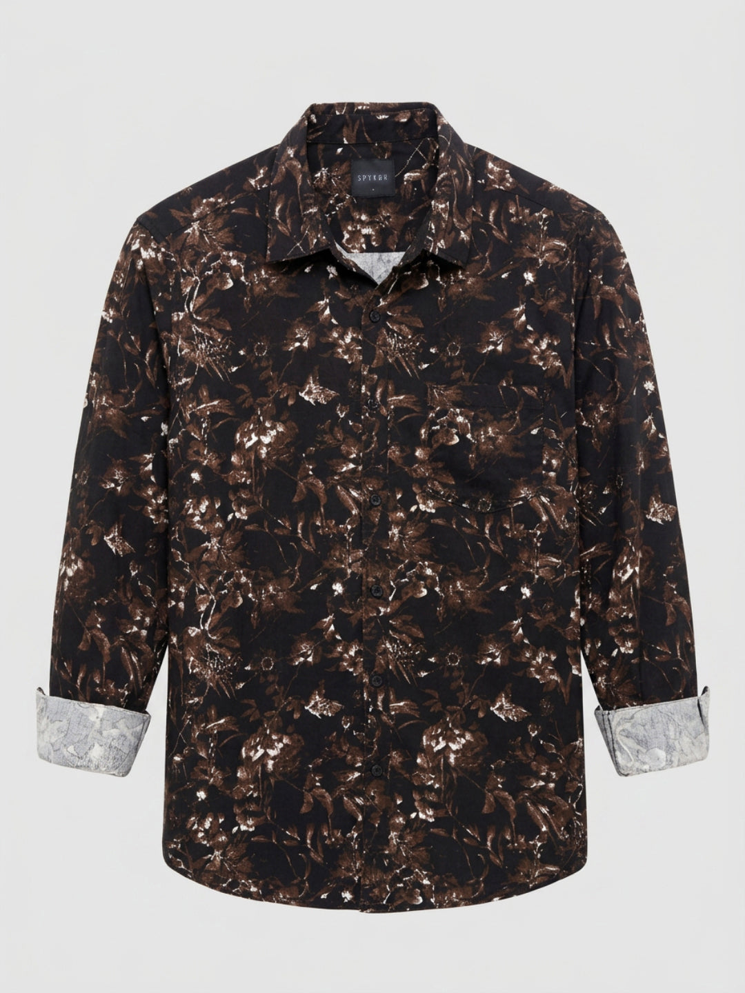Men Shirt Print Brown Regular Fit