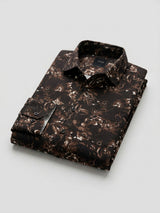 Men Shirt Print Brown Regular Fit