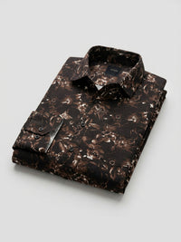 Men Shirt Print Brown Regular Fit