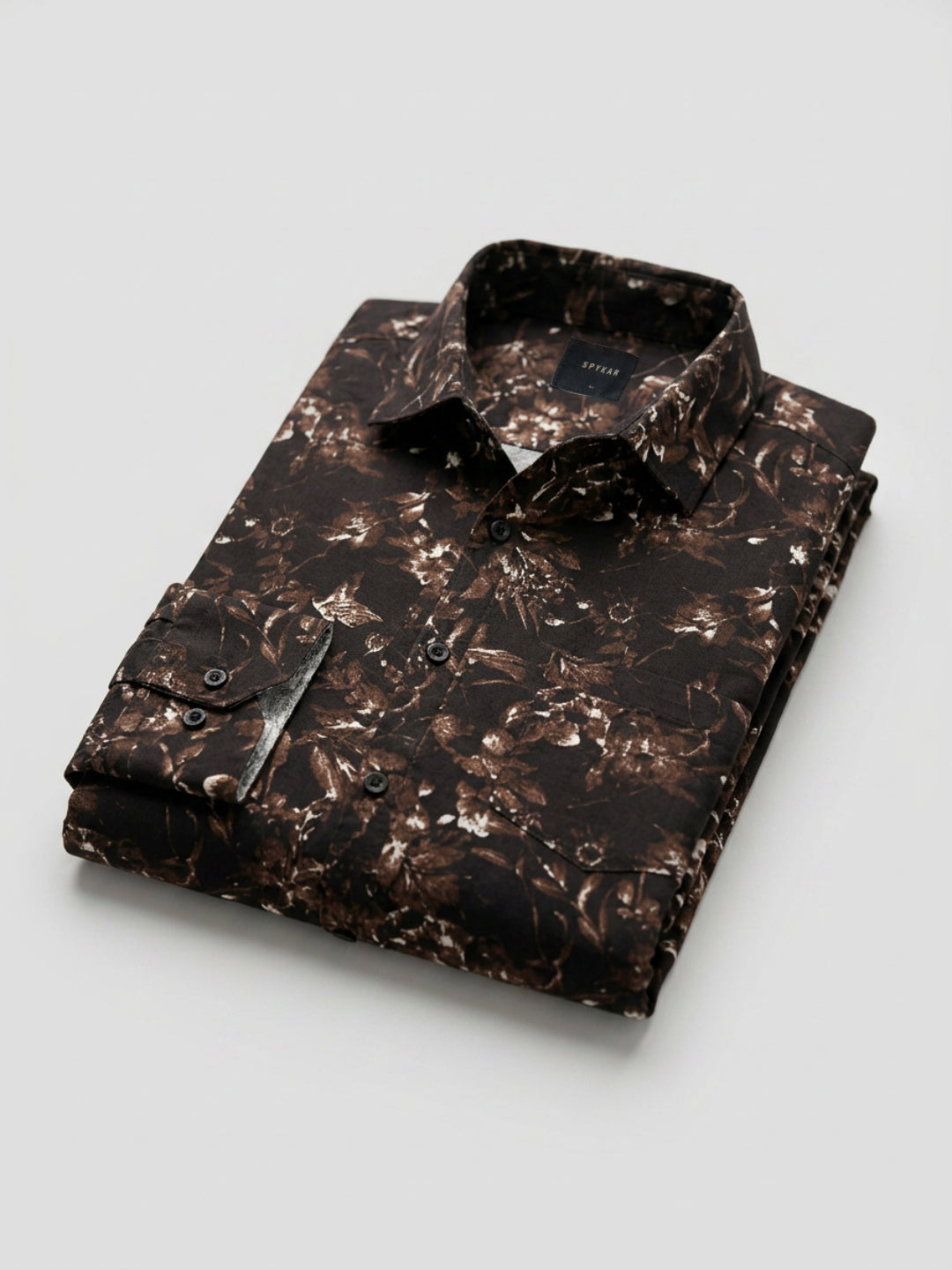 Men Shirt Print Brown Regular Fit