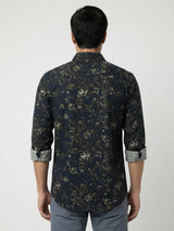 Men Shirt Print Green Regular Fit