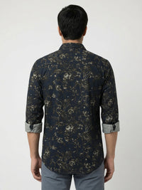Men Shirt Print Green Regular Fit