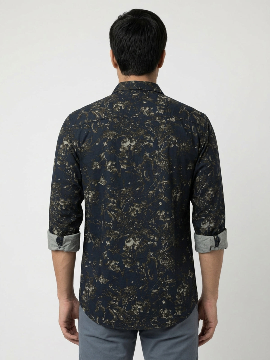 Men Shirt Print Green Regular Fit