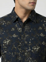 Men Shirt Print Green Regular Fit