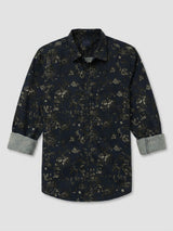 Men Shirt Print Green Regular Fit