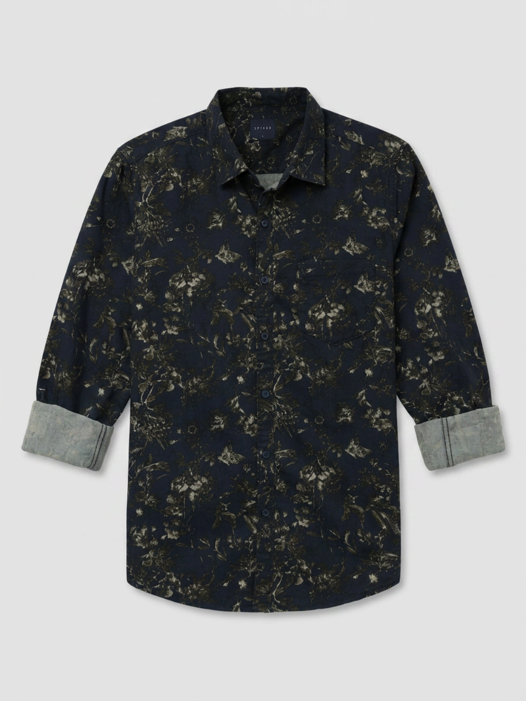 Men Shirt Print Green Regular Fit