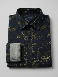 Men Shirt Print Green Regular Fit