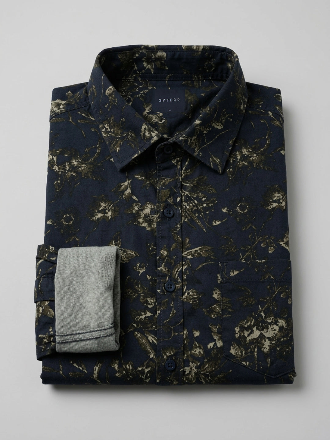 Men Shirt Print Green Regular Fit