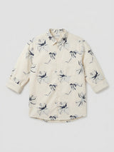 Men Shirt Print Beige Regular Fit