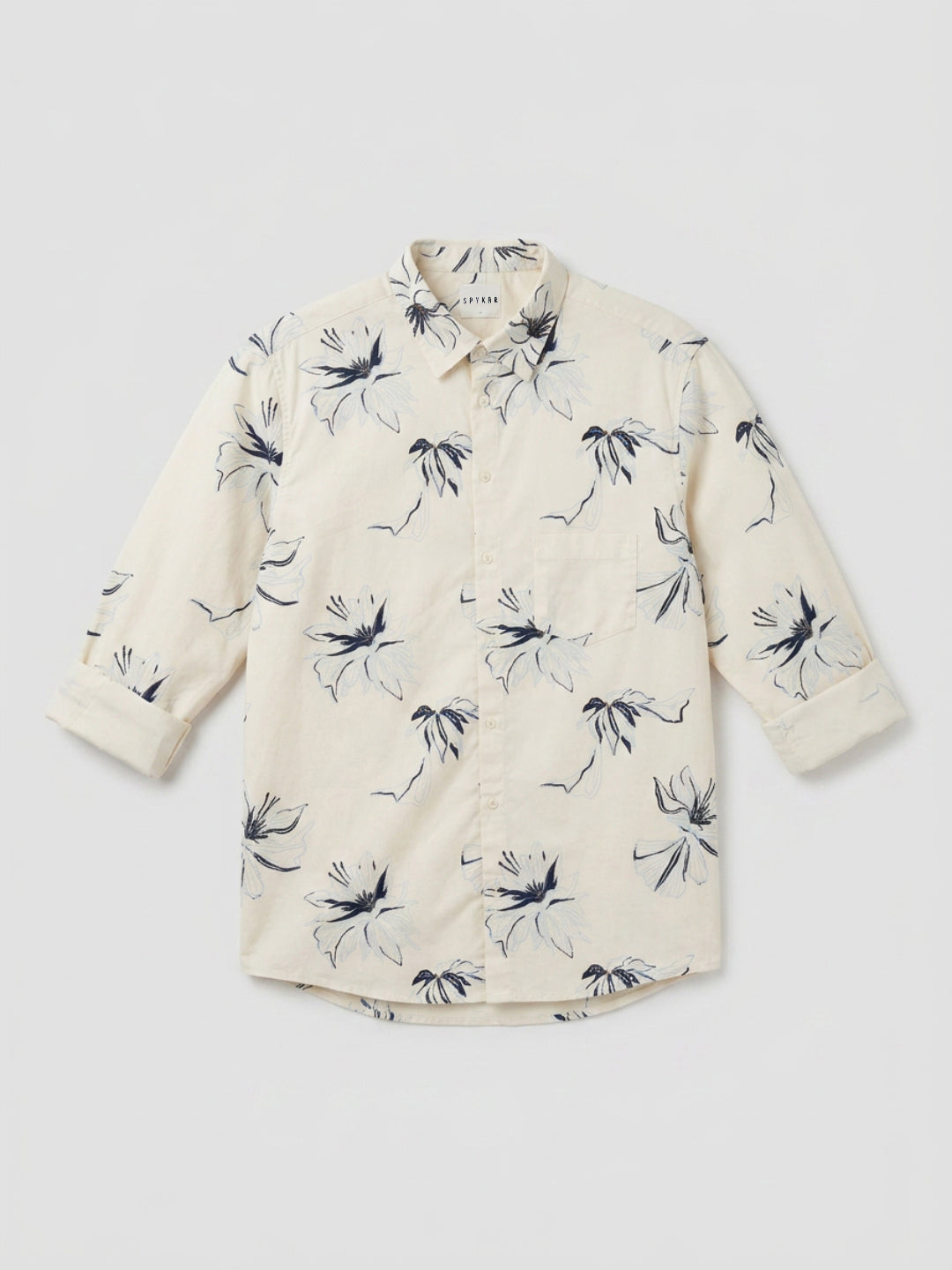 Men Shirt Print Beige Regular Fit