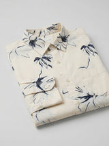 Men Shirt Print Beige Regular Fit