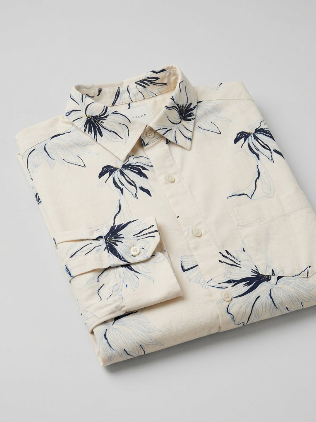 Men Shirt Print Beige Regular Fit