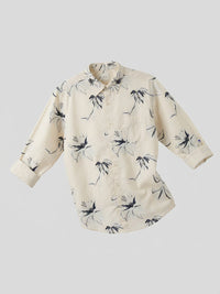Men Shirt Print Beige Regular Fit
