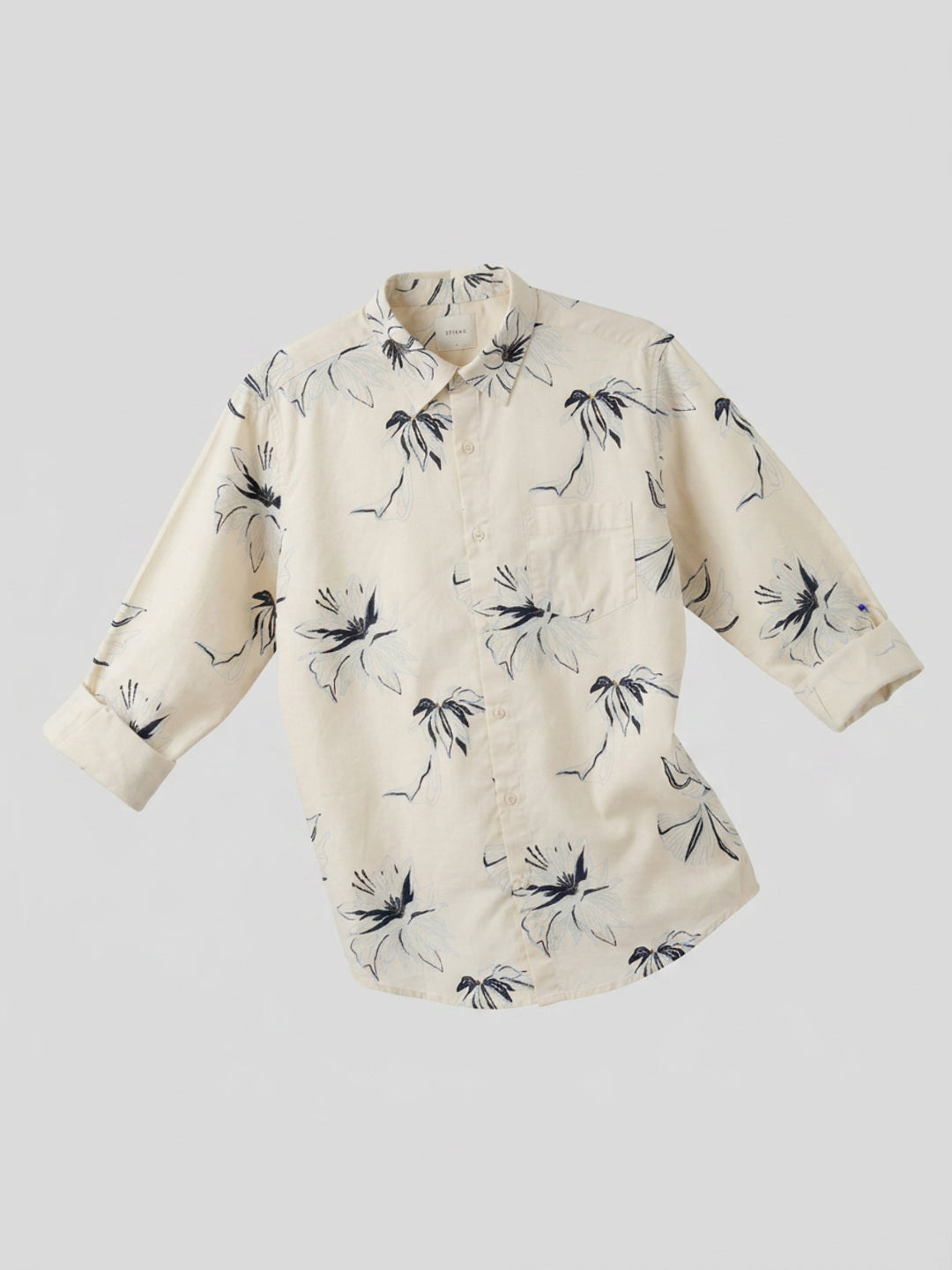 Men Shirt Print Beige Regular Fit