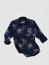 Men Shirt Print Navy Blue Regular Fit
