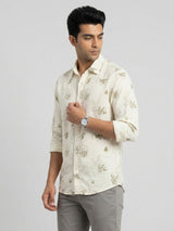 Men Shirt Print Off-White Regular Fit