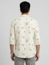 Men Shirt Print Off-White Regular Fit