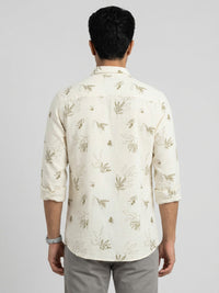 Men Shirt Print Off-White Regular Fit