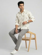 Men Shirt Print Off-White Regular Fit