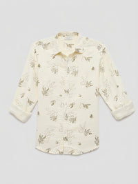 Men Shirt Print Off-White Regular Fit
