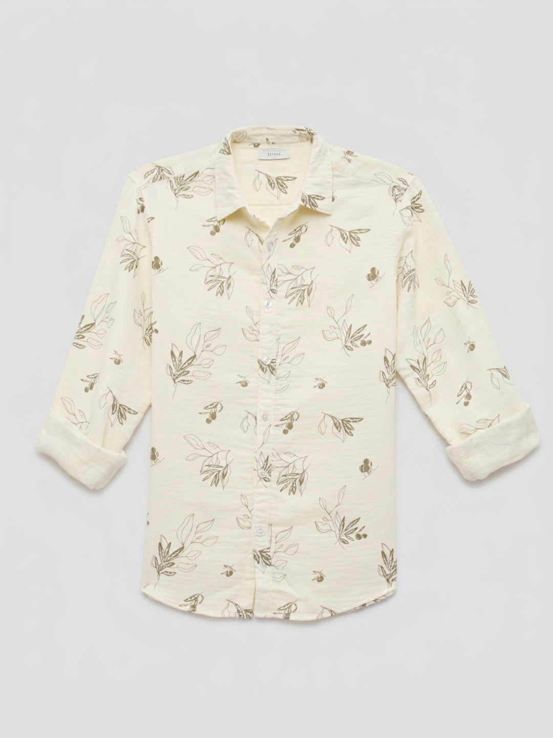 Men Shirt Print Off-White Regular Fit