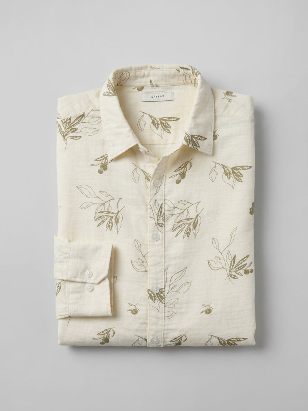 Men Shirt Print Off-White Regular Fit