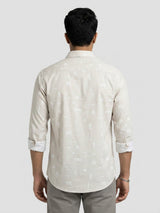 Men Shirt Print Grey Regular Fit