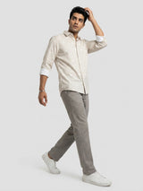 Men Shirt Print Grey Regular Fit