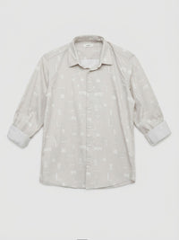 Men Shirt Print Grey Regular Fit