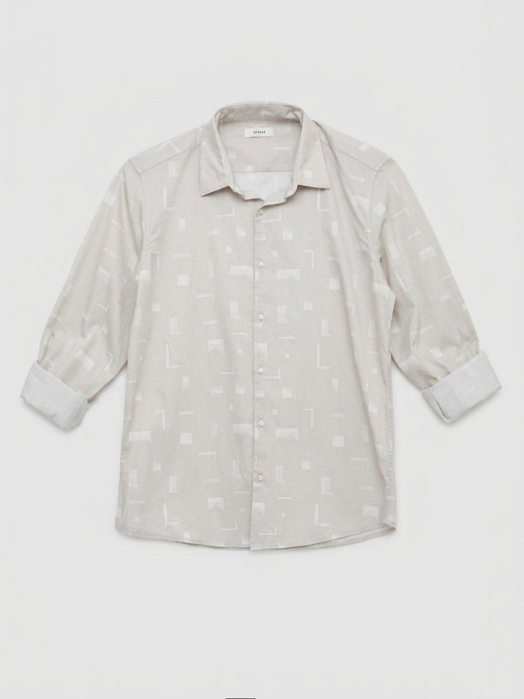 Men Shirt Print Grey Regular Fit