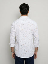 Men Shirt Print White Regular Fit