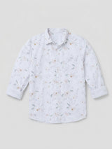 Men Shirt Print White Regular Fit